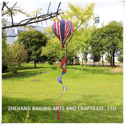 fourth of july USA flag hot air balloon 3D hanging wind spinner